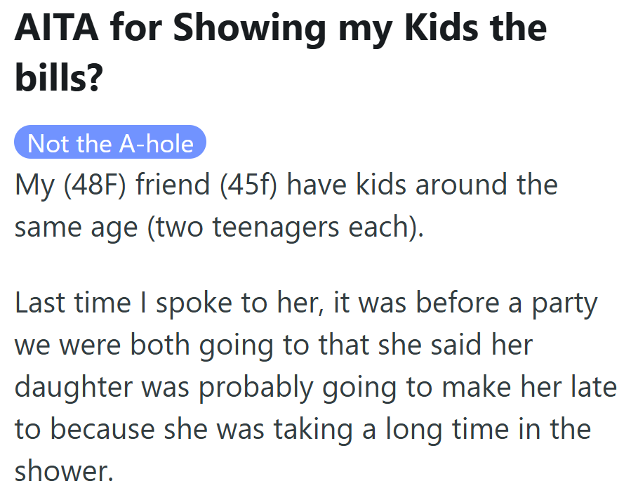 OP thought the best way to teach her kids about money was simple: let them see the numbers for themselves.