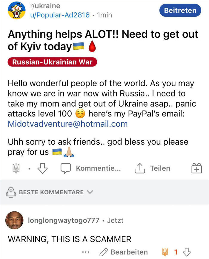 18. Most Disgusting Thing I've Seen All Year: An American Pretending To Be A Ukrainian Citizen, Trying To Get Donations
