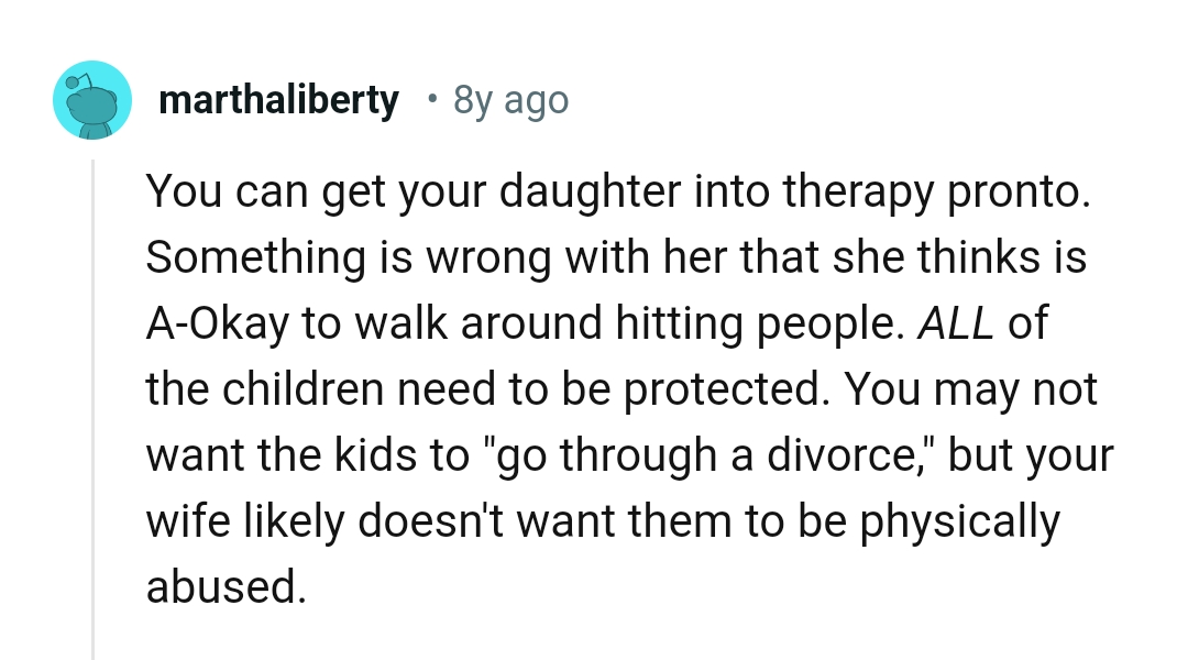 The OP does not want his kids to go through a divorce