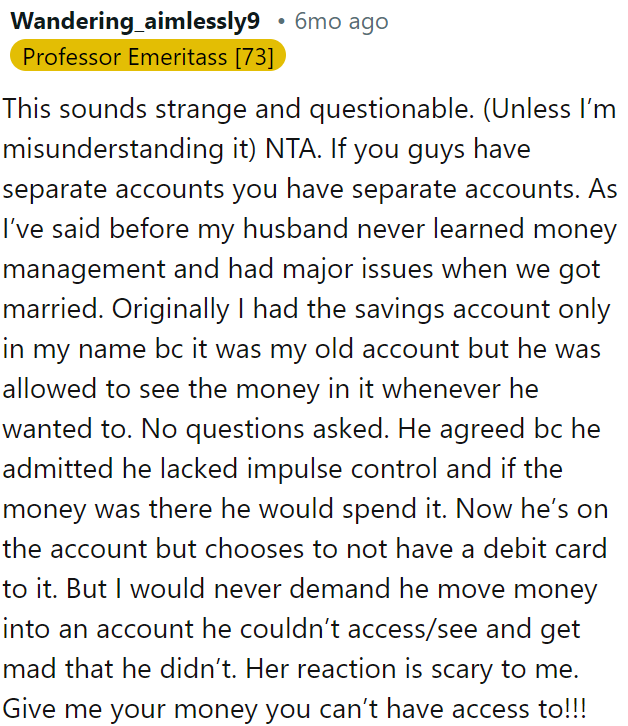 Her reaction is concerning.