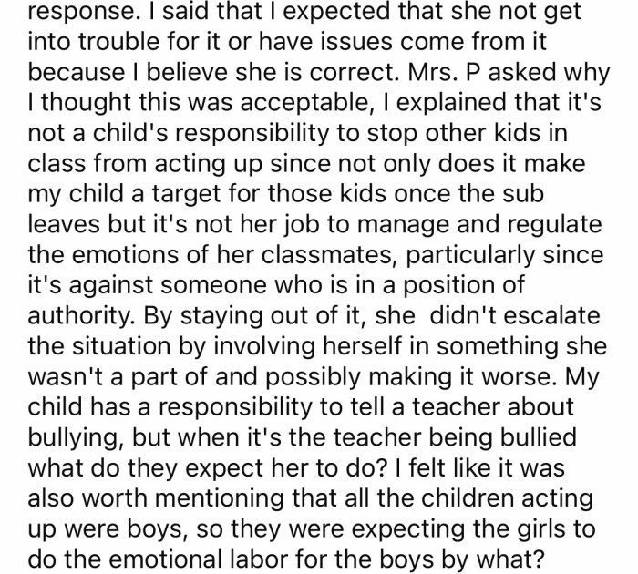 OP argued that it was not their child's responsibility to stop other kids from acting up.