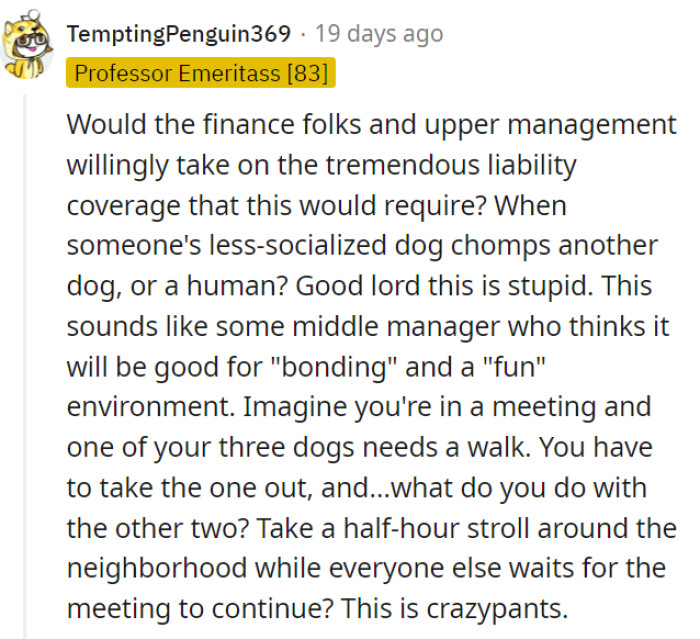 Here, the finance and upper management become liability tightrope walkers.