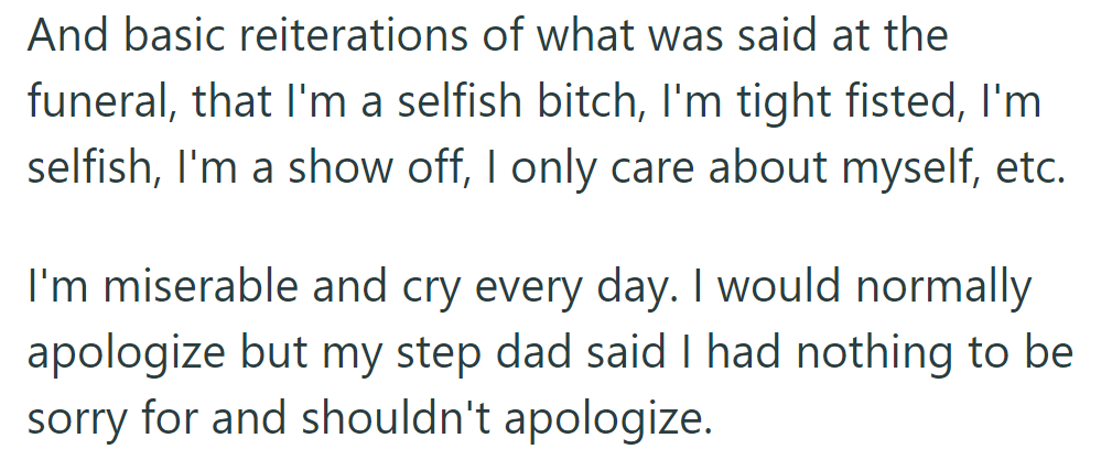 Their stepdad advised against apologizing, as they did nothing wrong.