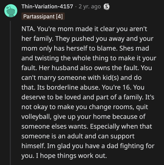 I hope everything works out in OP's favor. She is due a great parent after all these years.