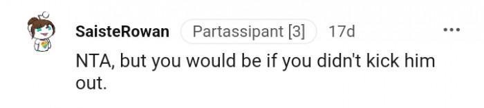 This Redditor is for the kickin' out