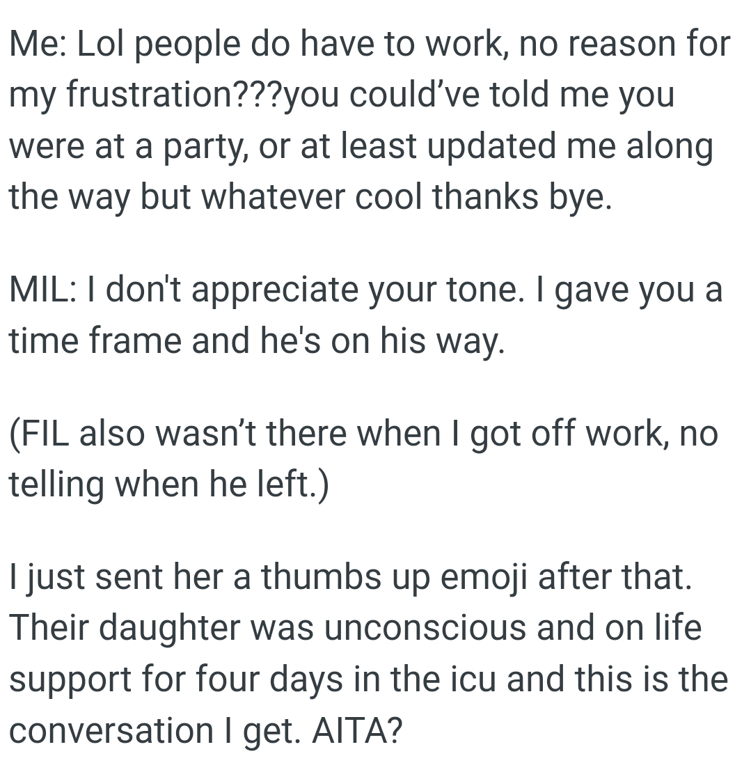 Their daughter was unconscious and on life support for four days in the ICU