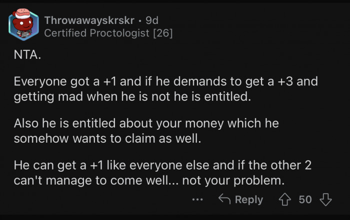 It's not OP's problem if other people can't afford to come to his celebration.