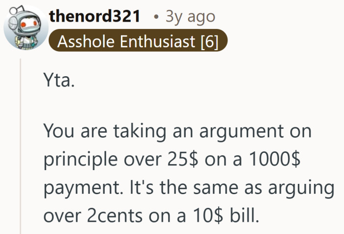 Once the comparison drops to pocket change, the stance on principle feels a lot harder to defend.