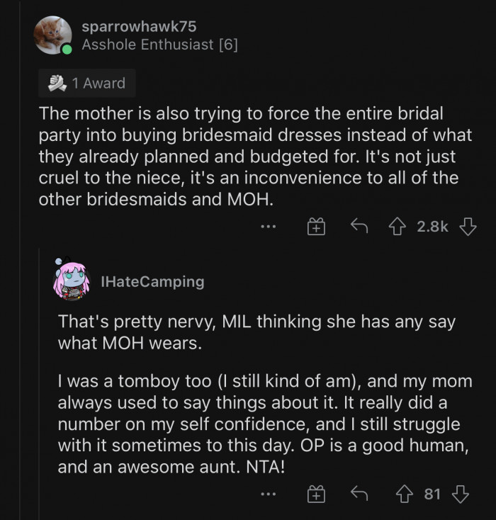 She's old enough to make that choice for herself.