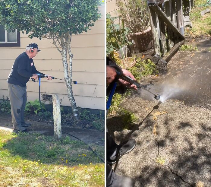 "Today Was My 82-Year-Old Dad’s First Time Trying A Power Washer"