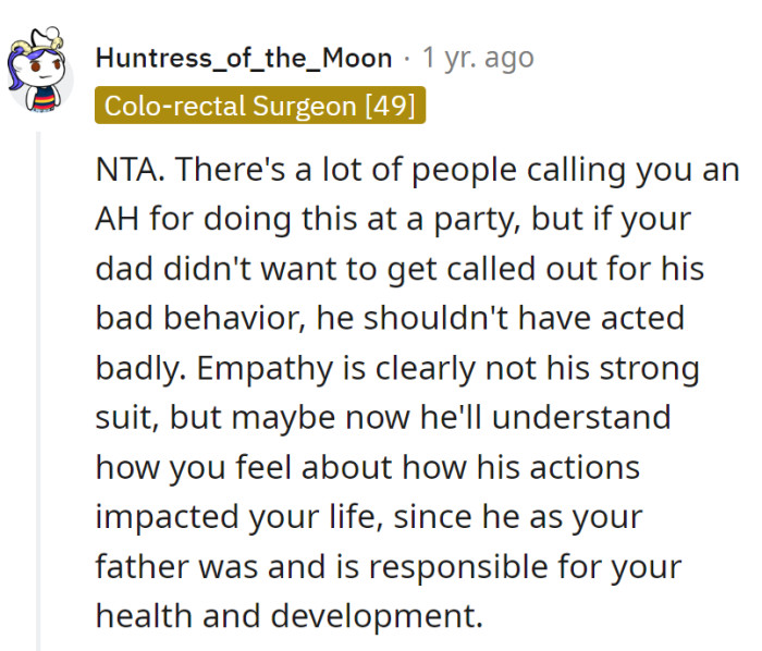 Dad starred in a drama; the party call-out was just the plot twist he needed.