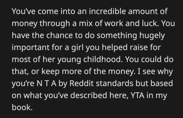 You just don't stop being a father/parental figure once you divorce the kid's parent.