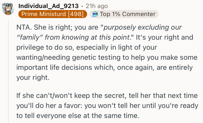 “It's your right and privilege to do so.”