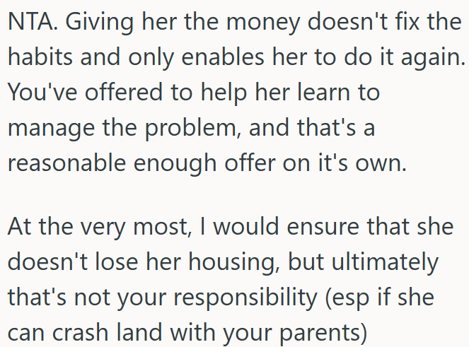 Helping doesn’t mean paying off someone else’s mistakes.