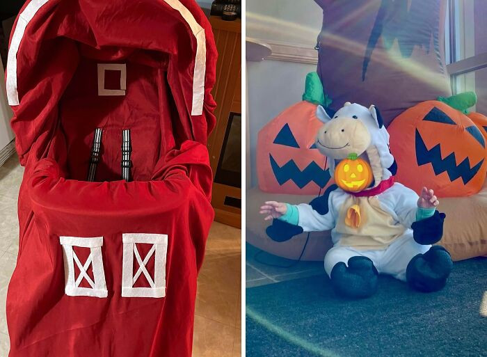 10. Turned Daughters Stroller Into A Barn To Match Her Costume