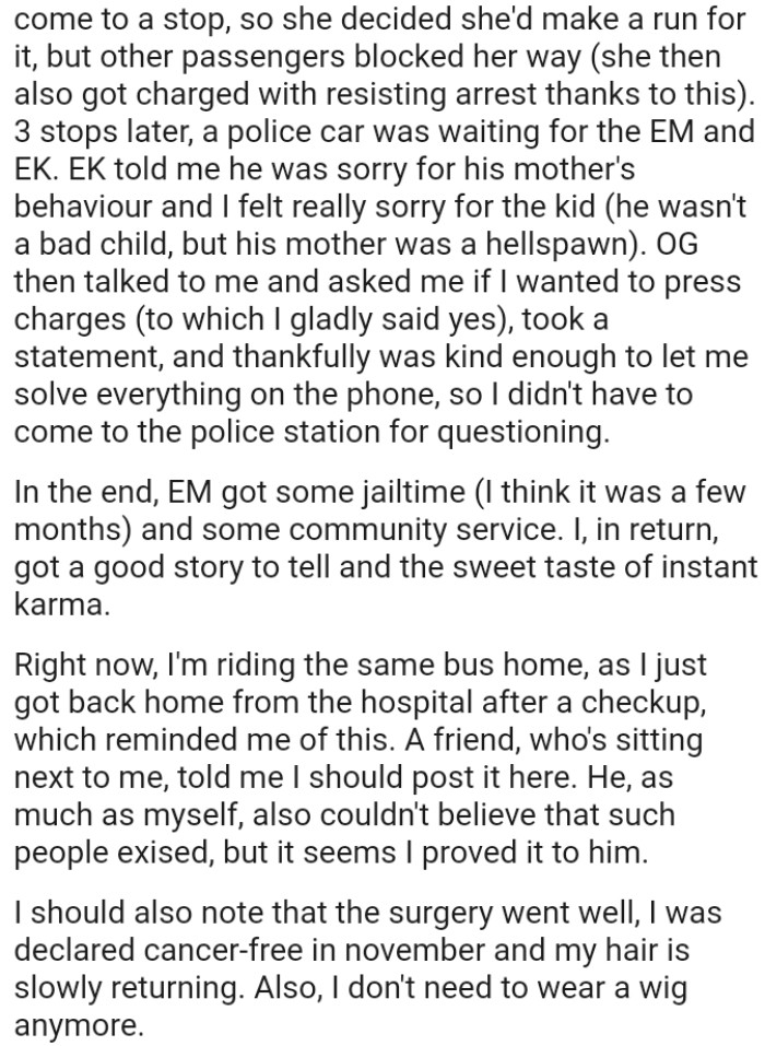 The OP is riding the same bus home, as he just got back from the hospital after a checkup
