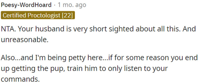 OP's husband is incredibly short-sighted and unreasonable regarding this matter.