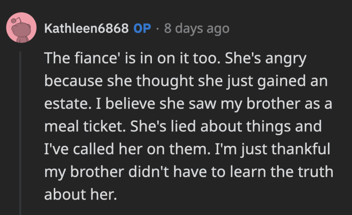 They were all working together to defraud OP's nephew for their own benefit. Sickening.