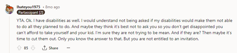 YTA - I Have Disabilities as Well