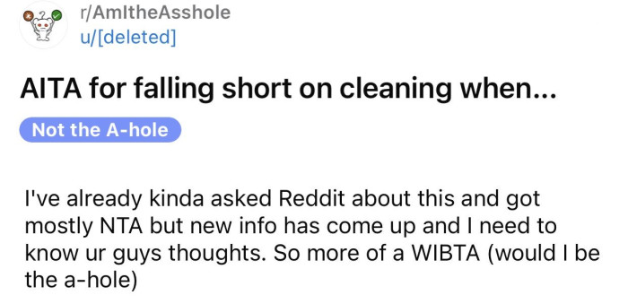 Here's the original post by a Reddit user who later deleted her account: