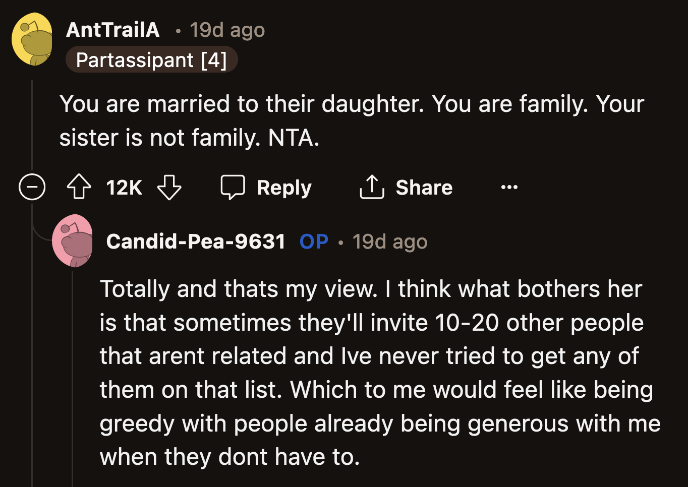 Who his in-laws invite on their vacations is their business. They pay for their holidays and can spend it with the people they want around them.