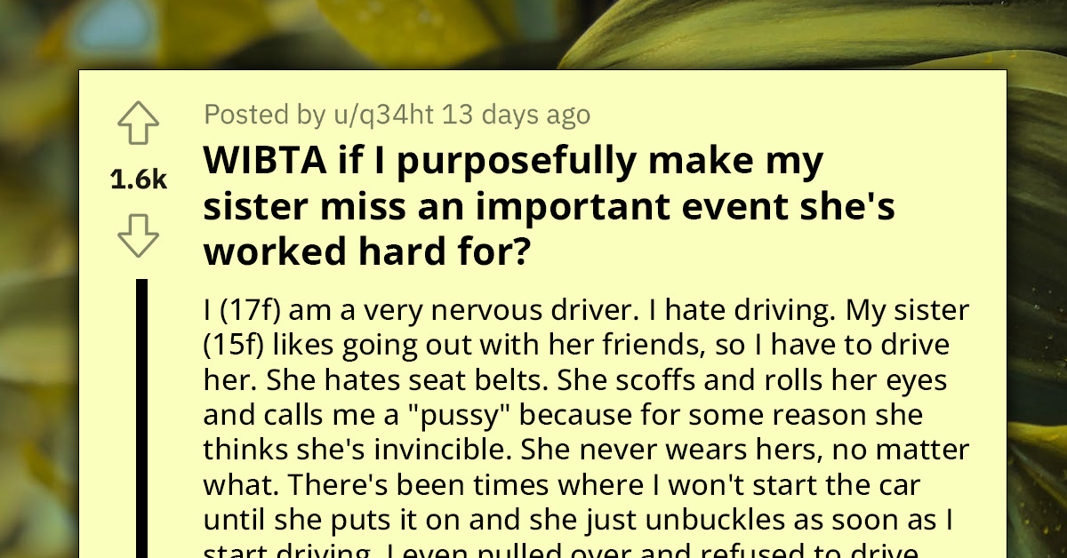 Redditor Declines To Drive Sister To Crucial Lacrosse Game Due To Seatbelt Refusal, Her Parents Say She Is Wrong