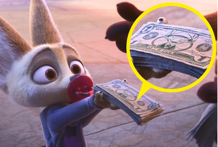 9. In the bustling cityscape of Zootopia, the currency boasts a unique touch as dollar bills proudly display the image of bucks, reflecting the vibrant spirit of the diverse animal population and their economic transactions.