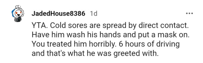 Cold sores are spread by direct contact