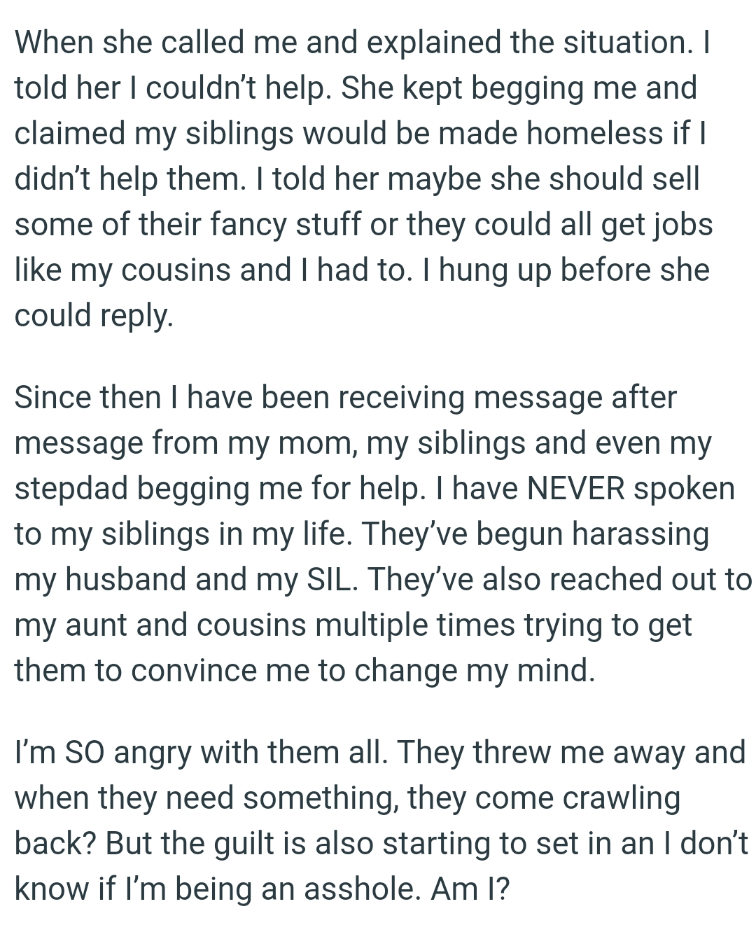 They Have Reached Out Multiple Times Trying to Convince the OP to Change Her Mind