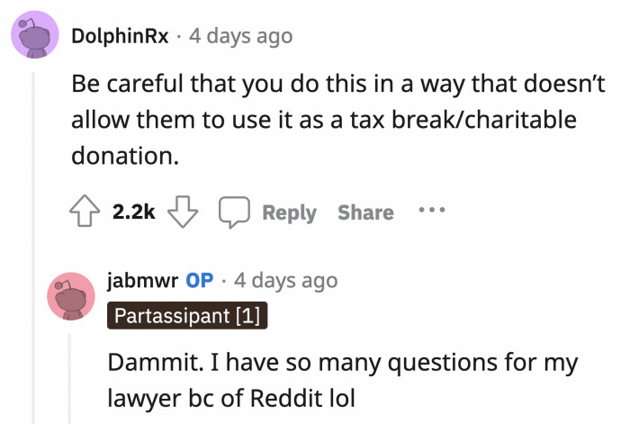 Just make sure the donation under their name can't be used for a tax break