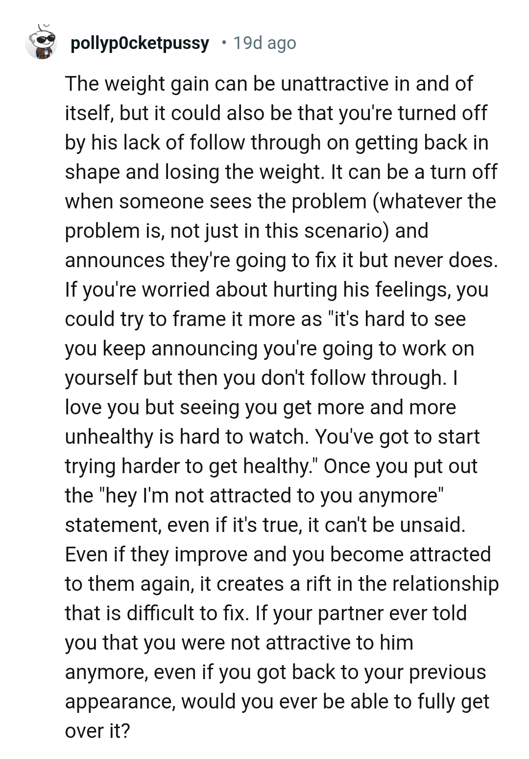 Seeing You Get More and More Unhealthy Is a Turn Off