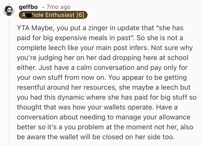 “ Have a conversation about needing to manage your allowance better.”