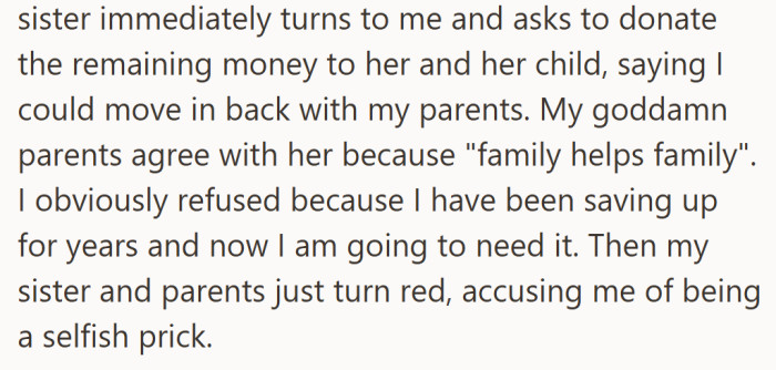 In a single conversation, years of effort were dismissed as selfishness when he refused to give it all away.