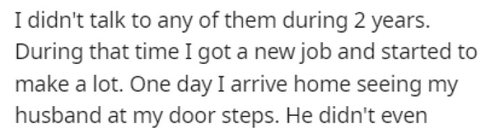 OP didn't talk to her kids for two years, and she got a new job in that time