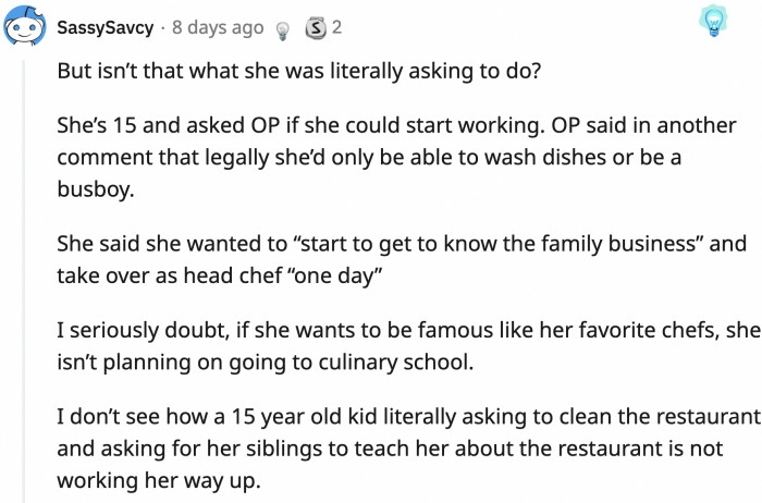 Someone pointed out that starting from the bottom up is exactly what the young stepsister was asking for.