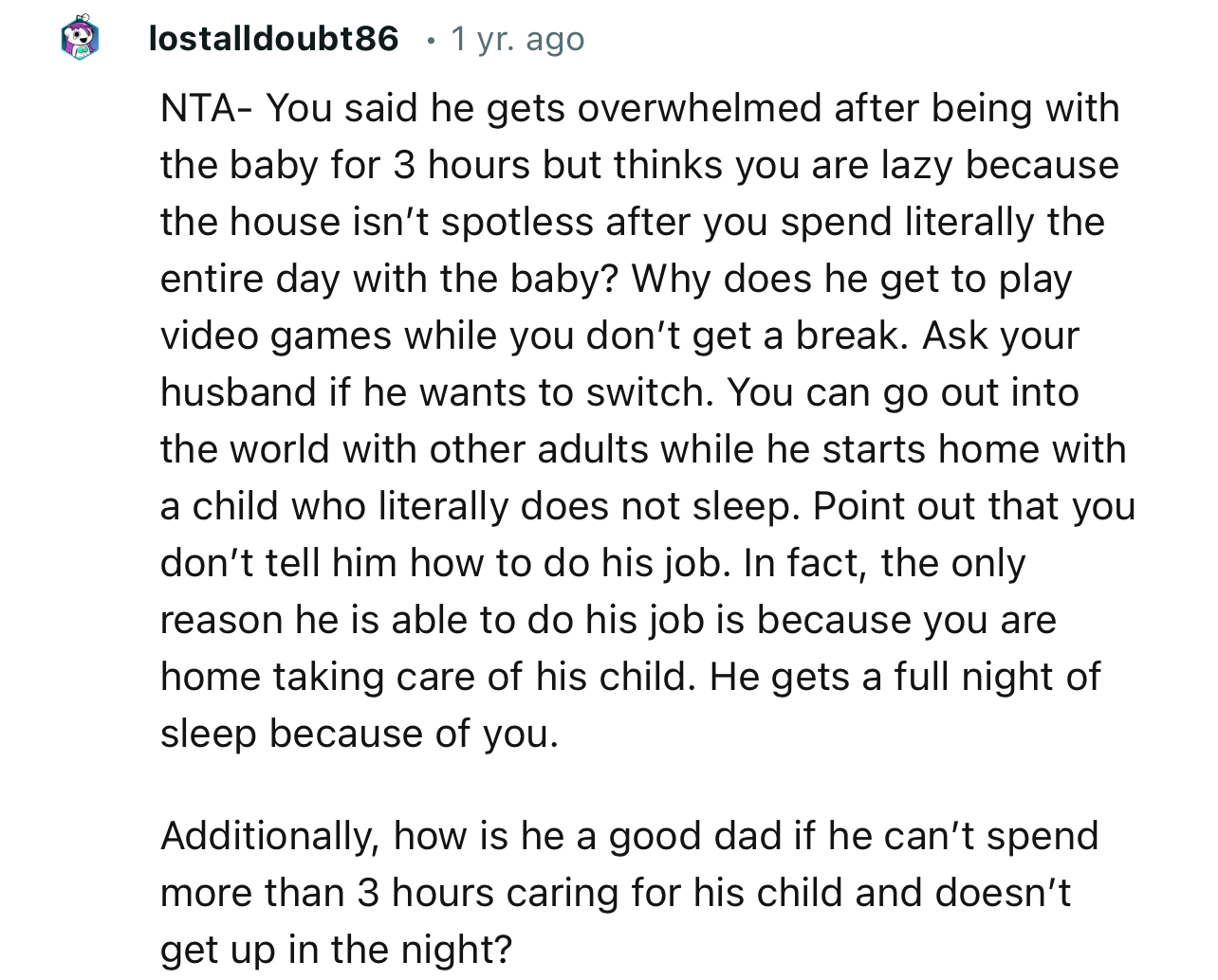 “NTA… Why Does He Get to Play Video Games While You Don’t Get a Break? Ask Your Husband If He Wants to Switch.”