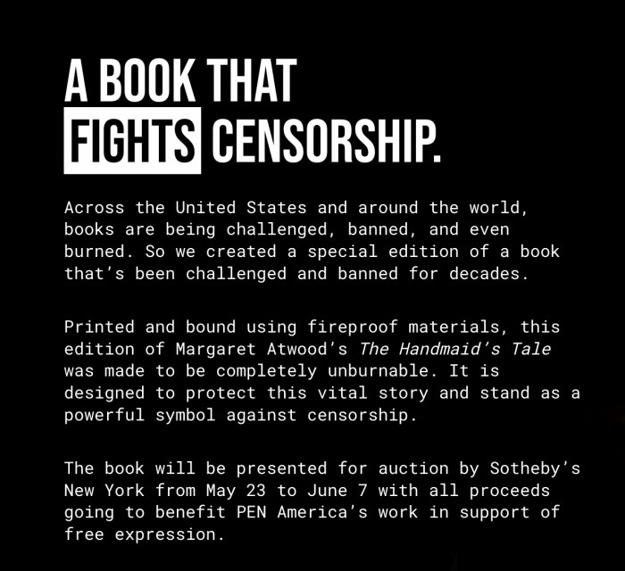 If the novel is strong enough to fight for feminism, then it's definitely strong enough to raise awareness about the rampant book censorship in America