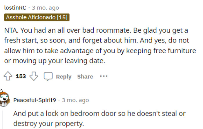 This definitely sounds like she had a bad roommate, and we feel bad that she had to go through this whole situation, especially because it's even harder to move out and break a lease with someone who isn't helping her out much.