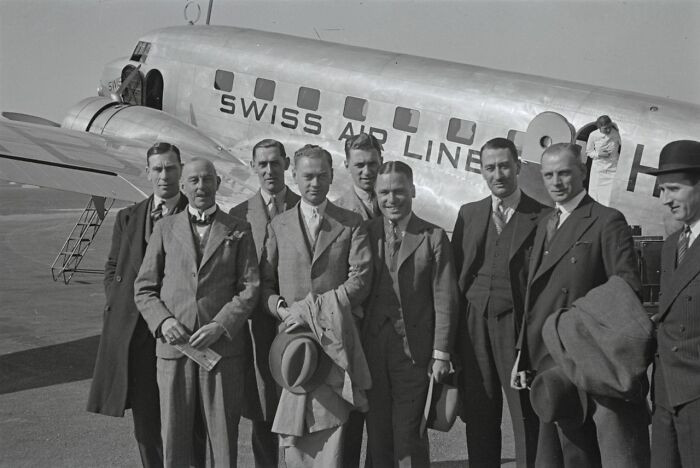 "Passengers In Front Of The Douglas DC-2 115-B, HB-ITE In Dübendorf-Domestic Flight, 1935"