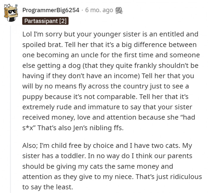 6. There's a big difference between becoming an uncle for the first time and being the relative of someone who got a dog for the first time