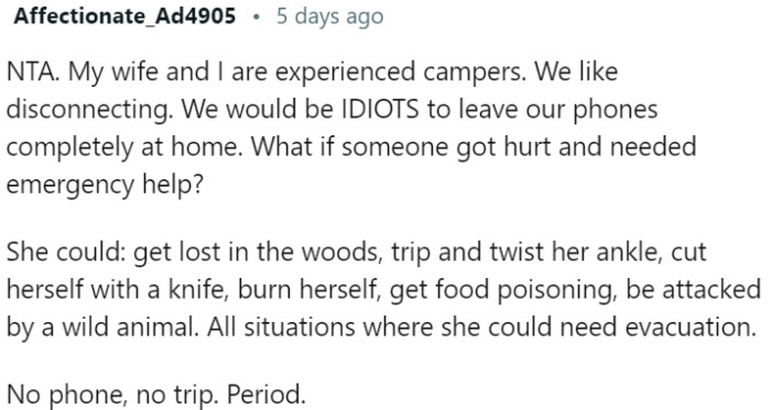 Experienced Campers Prioritize Safety and Recognize the Necessity of Having a Phone for Emergency Situations