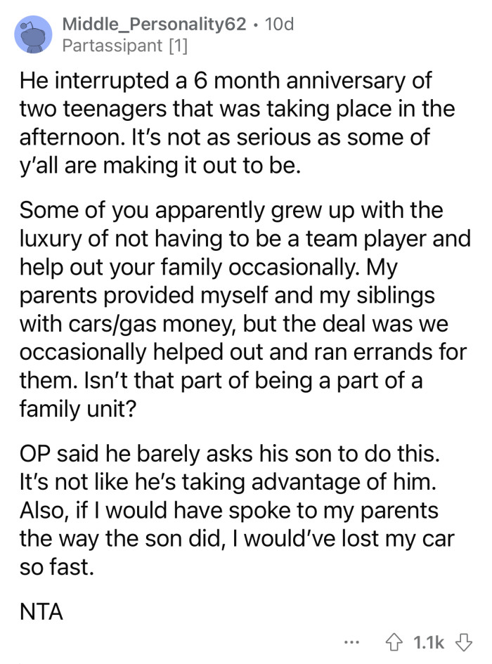 “Isn’t that part of being a part of a family unit?”