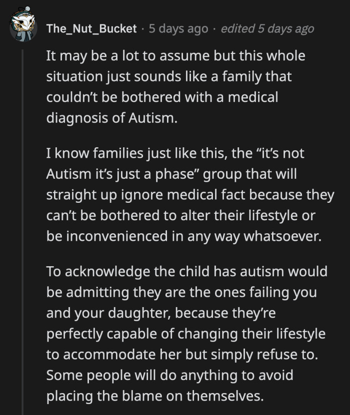 They could be treating OP's daughter differently from the other kids because of her autism