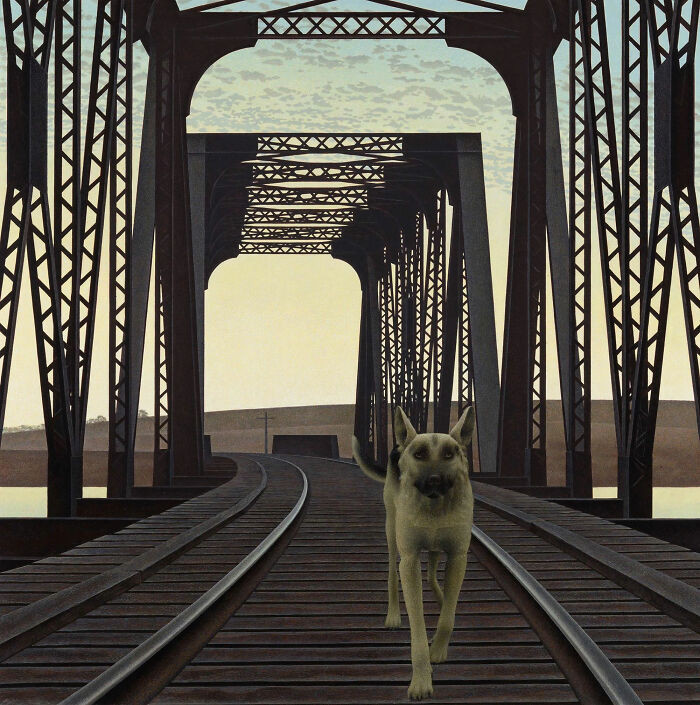 “Dog And Bridge” By Alex Colville, 1976