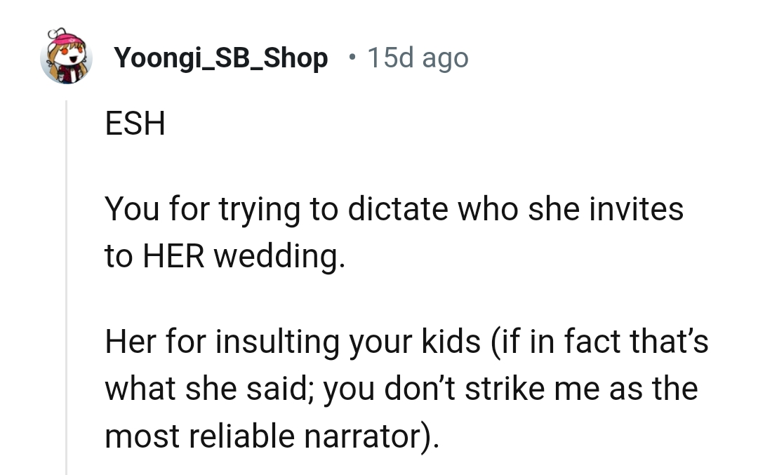 According to this Redditor, everyone in the story is at fault