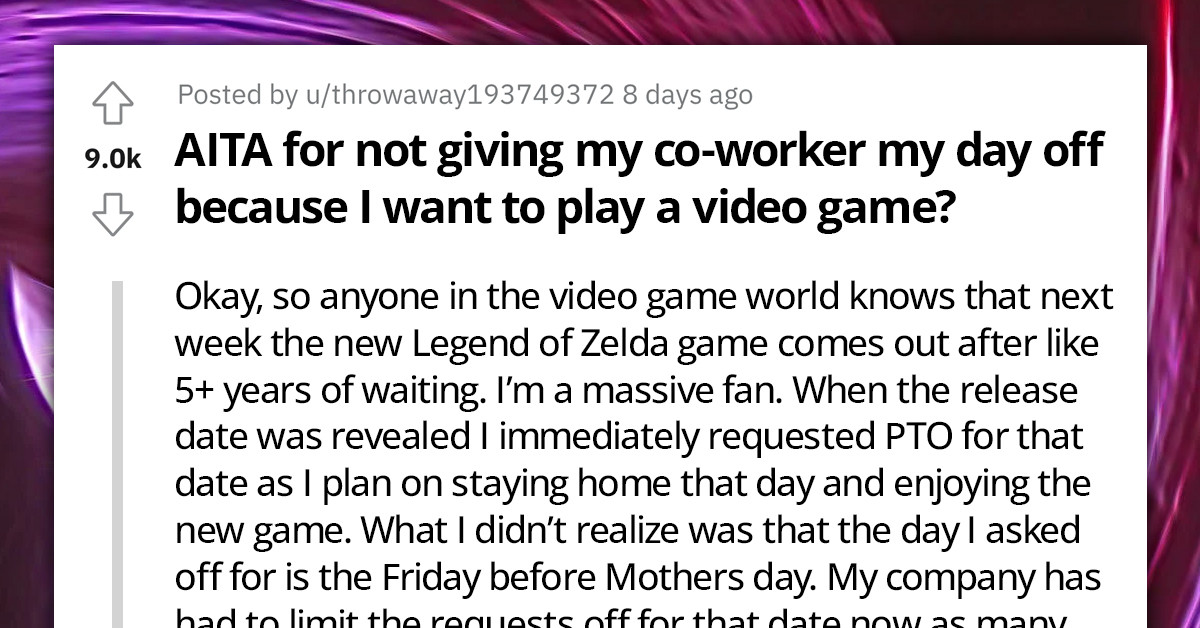 Redditor Refuses To Sacrifice PTO For Coworker Who Is Yearning For Family Time, Opts To Use It To Enjoy Video Games At Home Instead