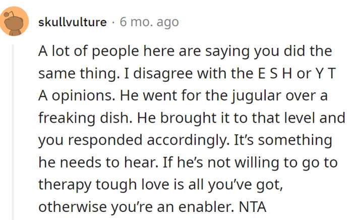 Looks like therapy's the dish he's not ready to order.