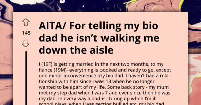 Teen Bride Refuses Estranged Biological Dad's Demand to Walk Her Down the Aisle, Asks If They're In The Wrong
