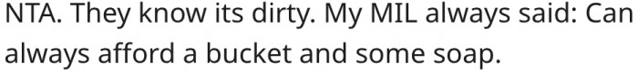 11. Her boyfriend's family is aware of their dirtiness.