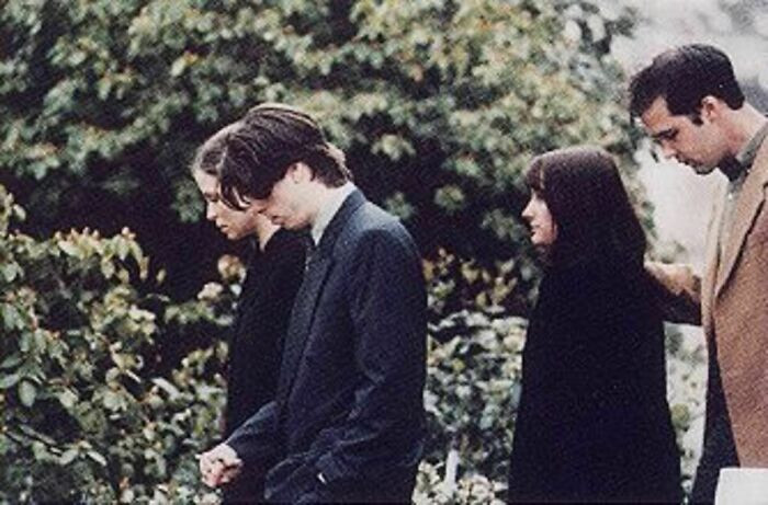 "Dave Grohl And Krist Novoselic From Nirvana At Kurt Cobain's Funeral. Seattle, Washington (1994)"